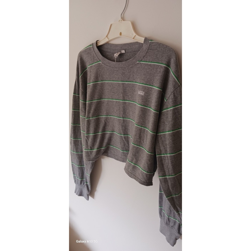 VAN'S Teen Top Size XL Gray with green stripes